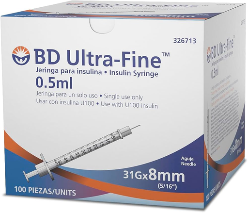 JERINGA 0.5ML PARA INSULINA ULTRA-FINE 31Gx8mm BD 326779