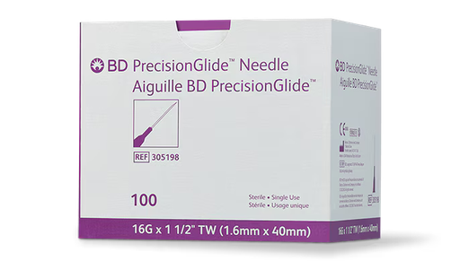 AGUJA HIPODERMICA 16Gx38mm 1 1/2 BD 305198