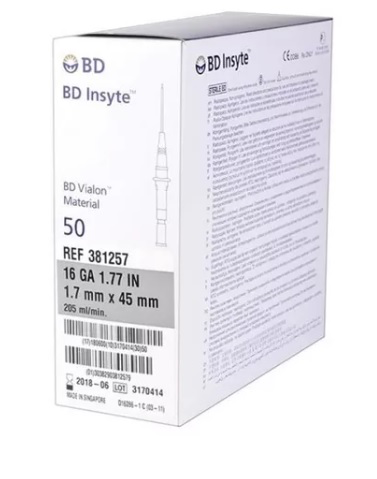 CATETER INSYTE CAL. 16 BD 381257