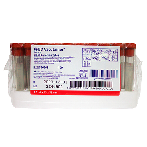 TUBO VACUTAINER ROJO 3ML SILICON BD 366668