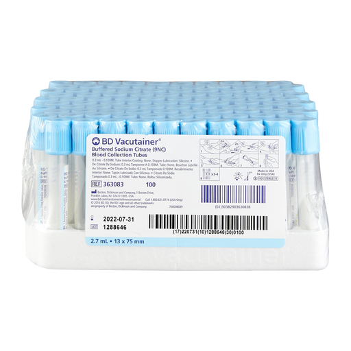 TUBO VACUTAINER AZUL 2.7ML BD 363083