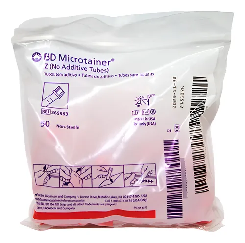 TUBO MICROTAINER CAPILA ROJO SIN ANTICOAGULANTE 0.5ML SILICON BD 365963