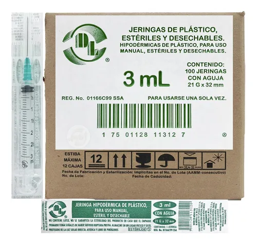 JERINGA 3ML CON AGUJA 21Gx32MM 1 1/4" DL J032132P