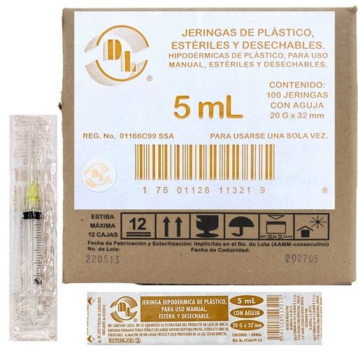 JERINGA 5ML CON AGUJA 20Gx32MM 1 1/4" DL J052032P