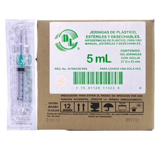 JERINGA 5ML CON AGUJA 21Gx32MM 1 1/4" DL J052132P